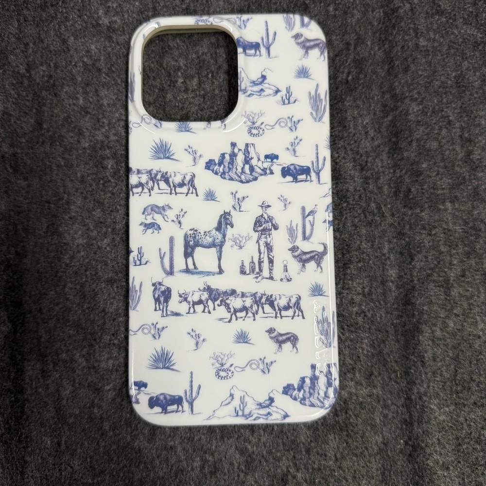 Casetify IPhone 15 Pro Blue and White Patterned Phone Case